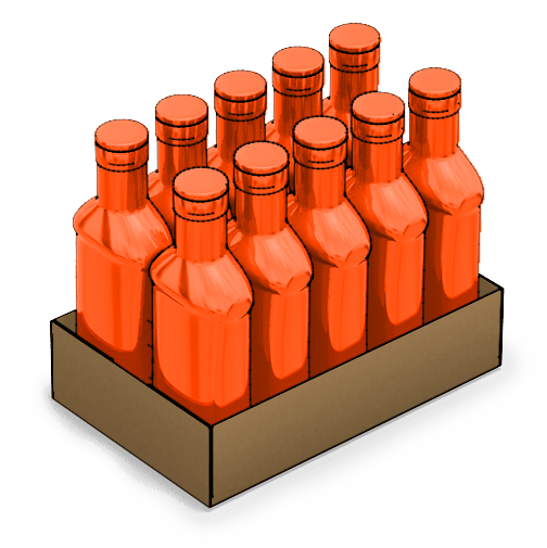 Horizontal load tray 10-count bottles