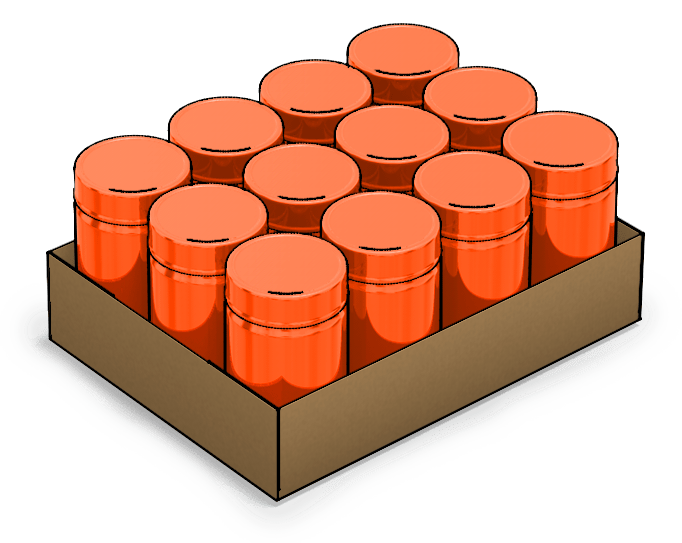 Horizontal load tray 12-count canister